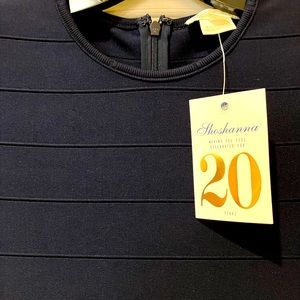 Shoshanna NAVY blue ribbed asymmetrical dress